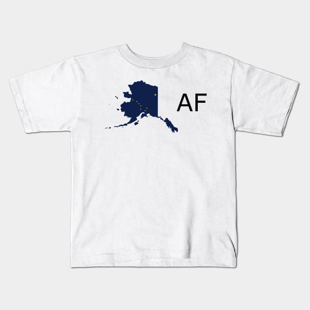 Alaska Flag State Outline AF (black) Kids T-Shirt by Big Term Designs